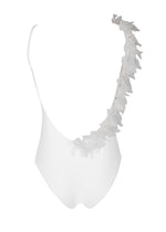 Load image into Gallery viewer, white one-piece swimsuit with chiffon leaves
