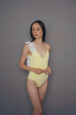 Load image into Gallery viewer, one-piece swimsuit with chiffon leaves in color sunlight

