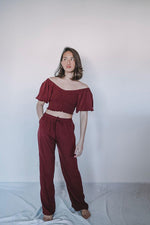 Load image into Gallery viewer, 2-piece loungewear set in color wine
