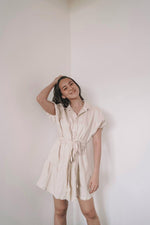 Load image into Gallery viewer, linen mini dress in biscuit
