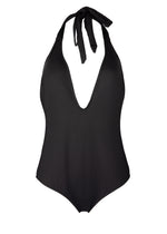 Load image into Gallery viewer, one-piece v-neck swimsuit in black
