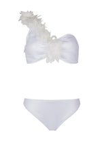 Load image into Gallery viewer, two-piece bikini with chiffon leaves in white
