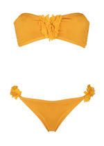 Load image into Gallery viewer, two-piece swimsuit with chiffon flowers in color mustard
