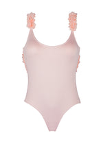 Load image into Gallery viewer, backless one-piece swimsuit with chiffon flowers in color ballet
