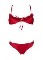 Load image into Gallery viewer, two-piece swimsuit with chiffon flowers in color wine
