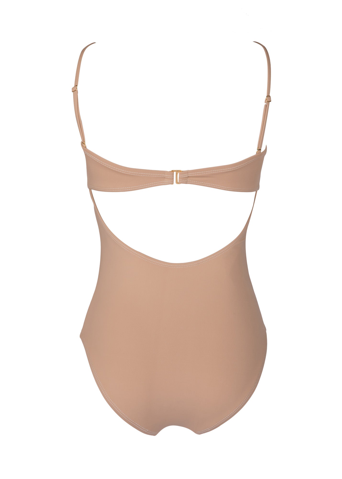 one-piece swimsuit with chiffon flowers in color tan