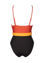 Load image into Gallery viewer, one-piece swimsuit with V-neck cut in tricolor
