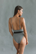 Load image into Gallery viewer, polka dot one-piece swimsuit with V-neck cut
