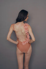 Load image into Gallery viewer, drunk blush one-piece swimsuit with chiffon leaves
