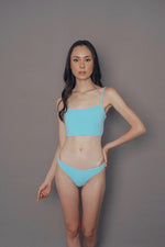 Load image into Gallery viewer, 2 piece midrib top and bikini set in color sky
