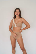 Load image into Gallery viewer, 2-piece highwaist swimwear with confetti chiffon design in color tan
