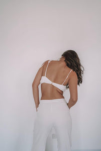 bandeau and pants set in white