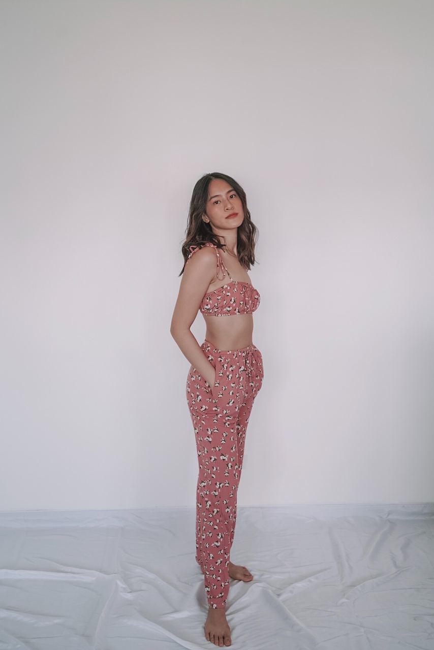 bralette and soft pants set in old rose