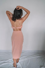 Load image into Gallery viewer, bandeau bralette and ruched skirt set in salmon

