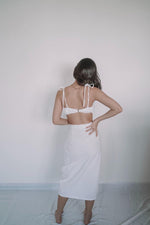 Load image into Gallery viewer, bandeau bralette and ruched skirt set in white
