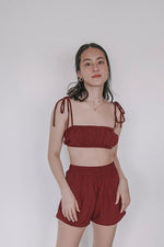 Load image into Gallery viewer, two piece loungewear set in wine
