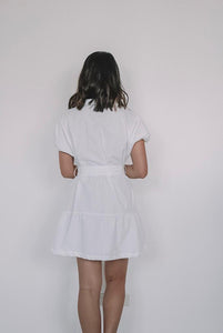 linen mini dress in white