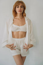 Load image into Gallery viewer, 3-piece linen resort wear set in white
